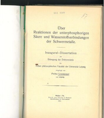 خرید و دانلود نسخه کامل کتاب Über reaktionen der unterphosphorigen säure und wasserstoffverbindungen der schwermetalle