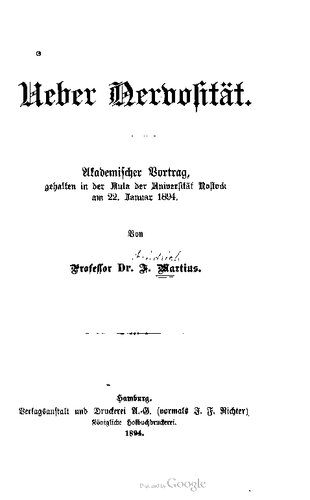 خرید و دانلود نسخه کامل کتاب Ueber Nervosität. Akademischer Vortrag, gehalten in der Aula der Universität Rostock am 22. Januar 1894_68bb0ae89ae6e.jpeg خرید و دانلود نسخه کامل کتاب Ueber Nervosität. Akademischer Vortrag, gehalten in der Aula der Universität Rostock am 22. Januar 1894