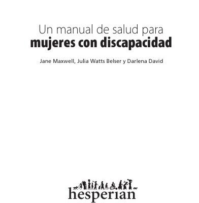 خرید و دانلود نسخه کامل کتاب Un Manual de Salud Para Mujeres Con Discapacidad