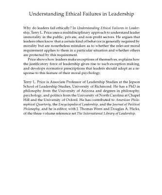 خرید و دانلود نسخه کامل کتاب Understanding Ethical Failures in Leadership