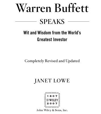 خرید و دانلود نسخه کامل کتاب Warren Buffett Speaks: Wit and Wisdom from the World Greatest Investo