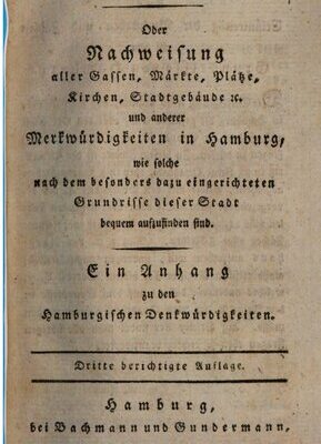 خرید و دانلود نسخه کامل کتاب Wegweiser durch Hamburg. Oder Nachweisung aller Gassen, Märkte, Plätze, Kirchen, Stadtgebäude etc. und anderer Merkwürdigkeiten in Hamburg