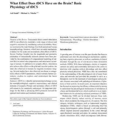 خرید و دانلود نسخه کامل کتاب What Effect Does tDCS Have on the Brain? Basic Physiology of tDCS