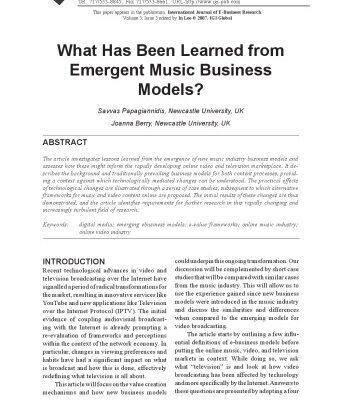 خرید و دانلود نسخه کامل کتاب What Has been Learned from Emergent Music business Models?