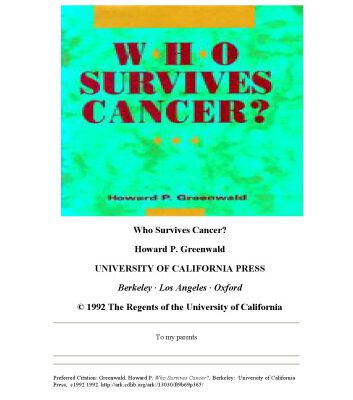خرید و دانلود نسخه کامل کتاب Who Survives Cancer?