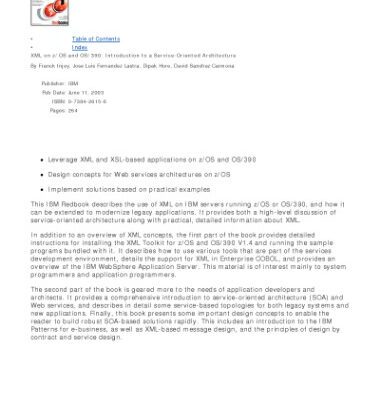 خرید و دانلود نسخه کامل کتاب Xml on Z/OS and Os/390: Introduction to a Service-Oriented Architecture (IBM Redbooks)