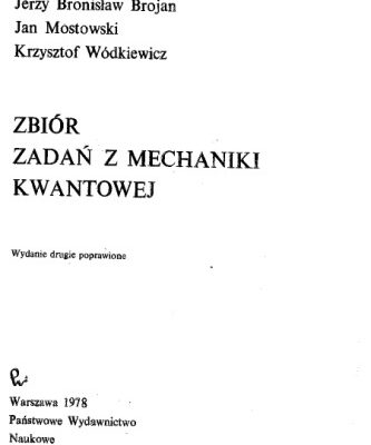 خرید و دانلود نسخه کامل کتاب Zbiór Zadan z Mechaniki Kwantowej