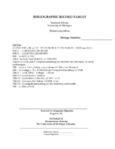 خرید و دانلود نسخه کامل کتاب Zech-Cranz’ Aufgabensammlung zur theoretischen Mechanik nebst Aufloesungen_68bcbd062c7a3.jpeg خرید و دانلود نسخه کامل کتاب Zech-Cranz’ Aufgabensammlung zur theoretischen Mechanik nebst Aufloesungen