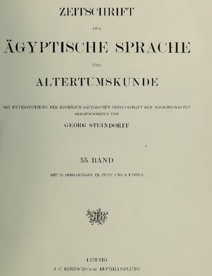 خرید و دانلود نسخه کامل کتاب Zeitschrift für Ägyptische Sprache und Altertumskunde