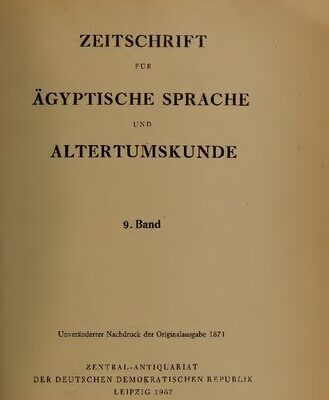 خرید و دانلود نسخه کامل کتاب Zeitschrift für Ägyptische Sprache und Altertumskunde