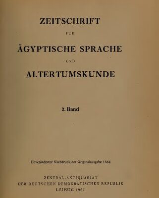 خرید و دانلود نسخه کامل کتاب Zeitschrift für Ägyptische Sprache und Altertumskunde