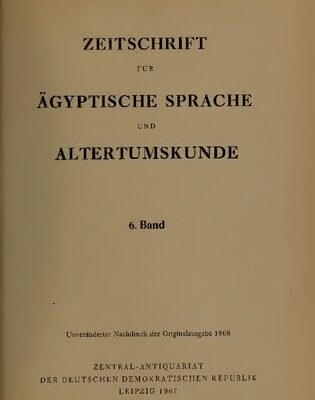 خرید و دانلود نسخه کامل کتاب Zeitschrift für Ägyptische Sprache und Altertumskunde