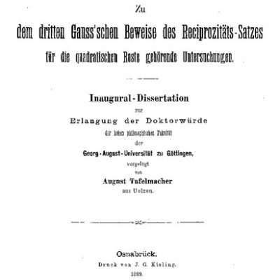 خرید و دانلود نسخه کامل کتاب Zu dem dritten Gauss’schen Beweise des Reciprozitäts-Satzes für die quadratischen Reste gehörende Untersuchungen
