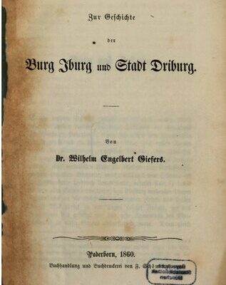 خرید و دانلود نسخه کامل کتاب Zur Geschichte der Stadt Iburg und Bad Driburg