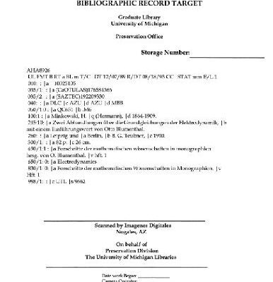 خرید و دانلود نسخه کامل کتاب Zwei Abhandlungen ueber die Grundgleichungen der Elektrodynamik