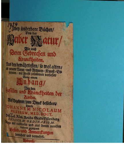 خرید و دانلود نسخه کامل کتاب Zwey sonderbare Bücher, von der Weiber Natur, wie auch Deren Gebrechen und Kranckheiten_68bb492a60414.jpeg خرید و دانلود نسخه کامل کتاب Zwey sonderbare Bücher, von der Weiber Natur, wie auch Deren Gebrechen und Kranckheiten