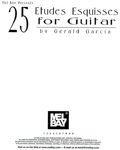 خرید و دانلود نسخه کامل کتاب 25 Études Esquisses for Guitar