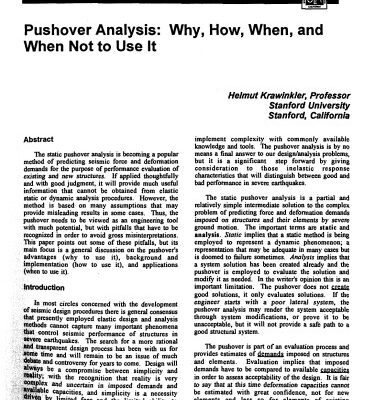 خرید و دانلود نسخه کامل کتاب 439248_Pushover analysis Why How When and When not to use it_Krawinkler