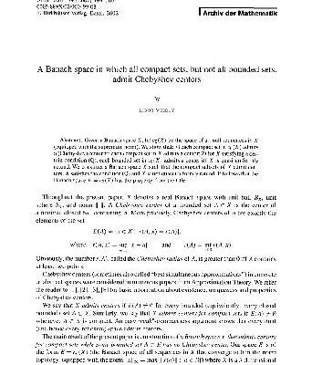 خرید و دانلود نسخه کامل کتاب A Banach space in which all compact sets, but not all bounded sets, admit Chebyshev centers