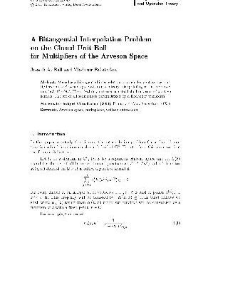 خرید و دانلود نسخه کامل کتاب A Bitangential Interpolation Problem on the Closed Unit Ball for Multipliers of the Arveson Space
