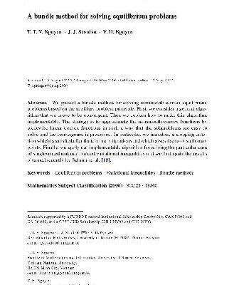 خرید و دانلود نسخه کامل کتاب A bundle method for solving equilibrium problems