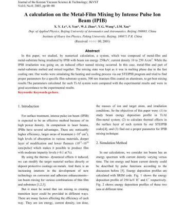 خرید و دانلود نسخه کامل کتاب A calculation on the Metal-Film Mixing by Intense Pulse Ion Beam (IPIB)
