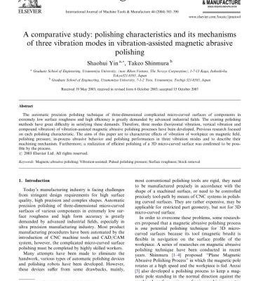 خرید و دانلود نسخه کامل کتاب A comparative study: polishing characteristics and its mechanisms of three vibration modes in vibration-assisted magnetic abrasive polishing