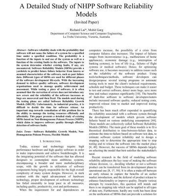 خرید و دانلود نسخه کامل کتاب A Detailed Study of NHPP Software Reliability Models