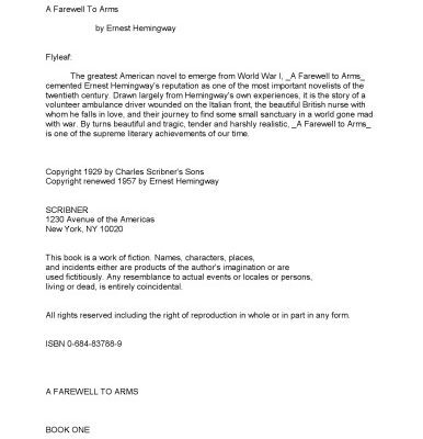 خرید و دانلود نسخه کامل کتاب A Farewell to Arms (Scribner Classics)