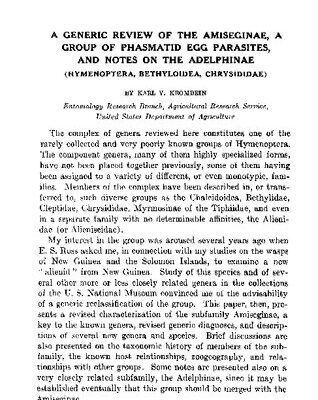 خرید و دانلود نسخه کامل کتاب A generic review of the Amiseginae, a group of phasmatid egg parasites, and notes on the Adelphinae (Hymenoptera, Bethyloidea, Chrysididae)