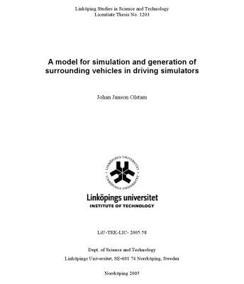 خرید و دانلود نسخه کامل کتاب A model for simulation and generation of surrounding vehicles in driving simulators