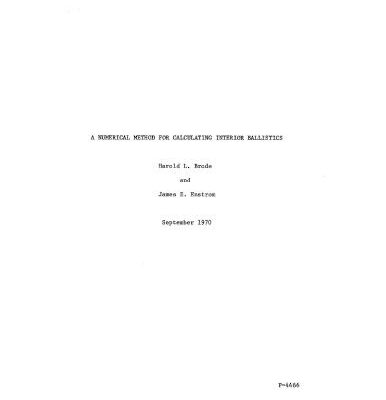 خرید و دانلود نسخه کامل کتاب A numerical method for calculating interior ballistics