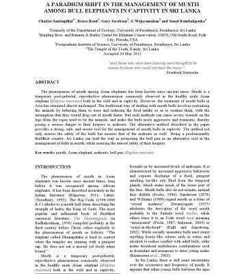 خرید و دانلود نسخه کامل کتاب A Paradigm Shift In The Management Of Musth Among Bull Elephants In Captivity In Sri Lanka