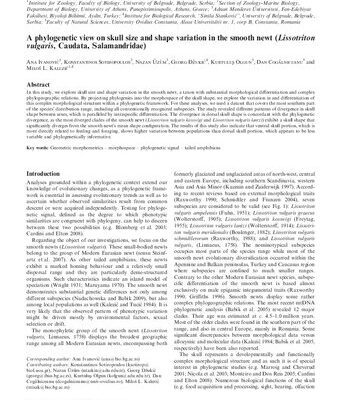 خرید و دانلود نسخه کامل کتاب A phylogenetic view on skull size and shape variation in the smooth newt (Lissotriton vulgaris, Caudata, Salamandridae)