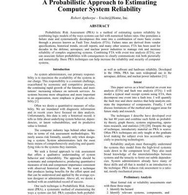 خرید و دانلود نسخه کامل کتاب A Probabilistic Approach to Estimating Computer System Reliability
