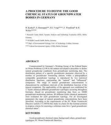 خرید و دانلود نسخه کامل کتاب A procedure to define the good chemical status of groundwater bodies in Germany