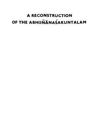 خرید و دانلود نسخه کامل کتاب A Reconstruction of the Abhijñānaśakuntalam