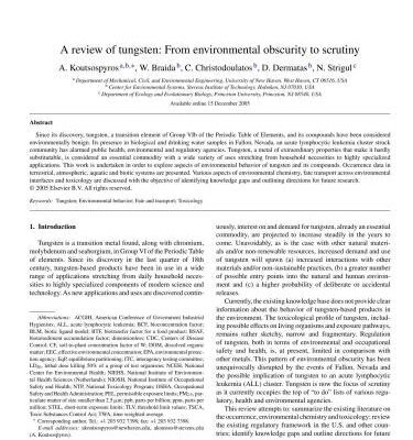 خرید و دانلود نسخه کامل کتاب A review of tungsten: From environmental obscurity to scrutiny