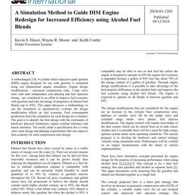 خرید و دانلود نسخه کامل کتاب A Simulation Method to Guide DISI Engine Redesign for Increased Efficiency using Alcohol Fuel Blends