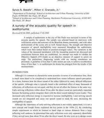 خرید و دانلود نسخه کامل کتاب A survey of the acoustic quality for speech in auditoriums