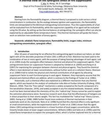 خرید و دانلود نسخه کامل کتاب A thermal view on the synergistic effect of fire suppressants