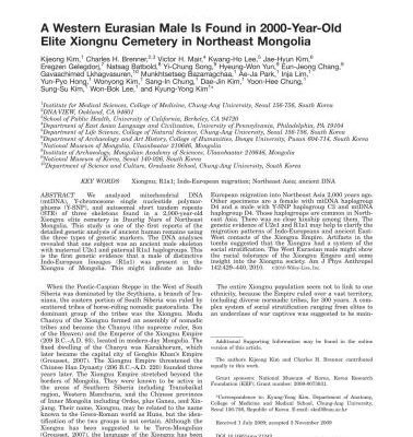 خرید و دانلود نسخه کامل کتاب A Western Eurasian Male Is Found in 2000-Year-Old Elite Xiongnu Cemetery in Northeast Mongolia