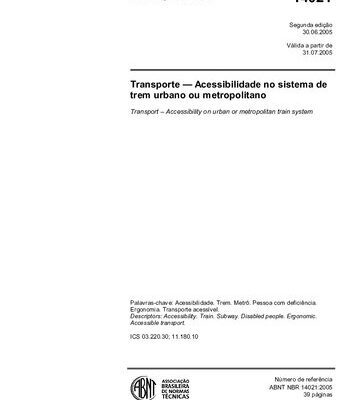 خرید و دانلود نسخه کامل کتاب [ABNT NBR 14021:2005] Transporte – Acessibilidade no sistema de trem urbano ou metropolitano