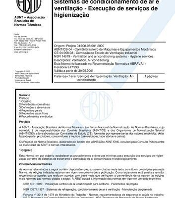 خرید و دانلود نسخه کامل کتاب [ABNT NBR 14679:2001] Sistemas de condicionamento de ar e ventilação – Execução de serviços de higienização