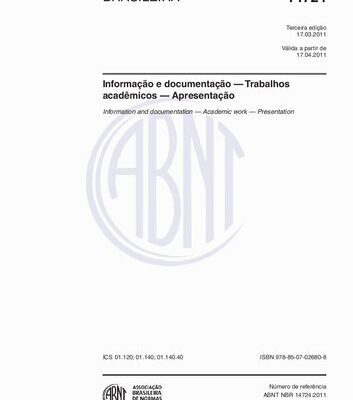 خرید و دانلود نسخه کامل کتاب [ABNT NBR 14724:2011] Informação e documentação – Trabalhos acadêmicos – Apresentação