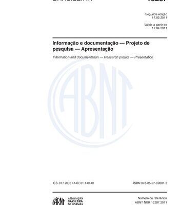 خرید و دانلود نسخه کامل کتاب [ABNT NBR 15287:2011] Informação e documentação — Projeto de pesquisa — Apresentação