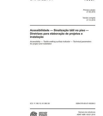 خرید و دانلود نسخه کامل کتاب [ABNT NBR 16537:2016] Acessibilidade – Sinalização tátil no piso – Diretrizes para elaboração de projetos e instalação (Versão Corrigida:2016)