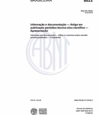 خرید و دانلود نسخه کامل کتاب [ABNT NBR 6022:2018] Informação e documentação – Artigo em publicação periódica técnica e/ou científica – Apresentação
