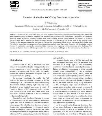 خرید و دانلود نسخه کامل کتاب Abrasion of ultrafine WC-Co by fine abrasive particles