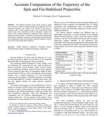 خرید و دانلود نسخه کامل کتاب Accurate computation of the trajectory of the spin and fin-stabilized projectiles